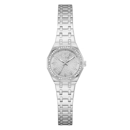 Guess Women's Crystal Silver Glitz Dial Silver Tone Bracelet Watch