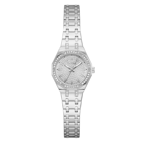 Guess Women's Crystal Silver Glitz Dial Silver Tone Bracelet Watch