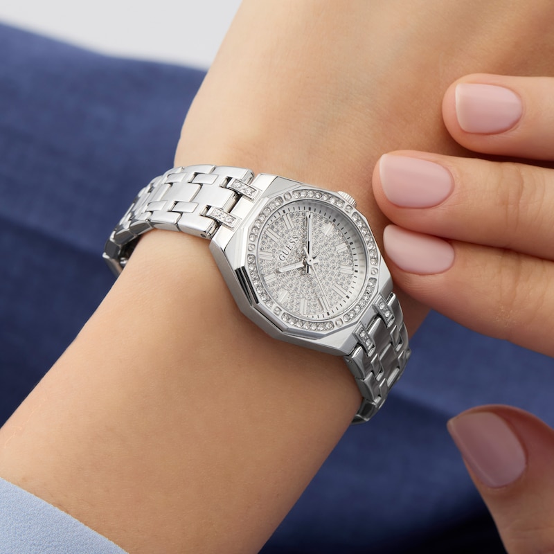 Main Image 3 of Guess Women's Crystal Silver Glitz Dial Silver Tone Bracelet Watch