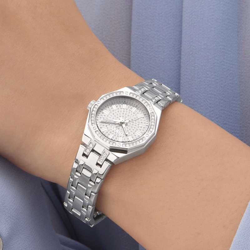 Main Image 4 of Guess Women's Crystal Silver Glitz Dial Silver Tone Bracelet Watch