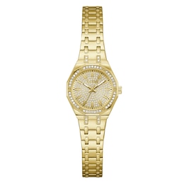 Guess Women's Crystal Champagne Glitz Dial Gold Tone Bracelet Watch