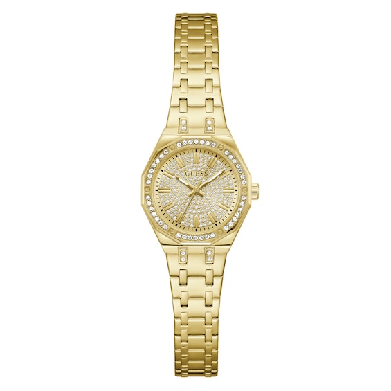 Guess Women's Crystal Champagne Glitz Dial Gold Tone Bracelet Watch