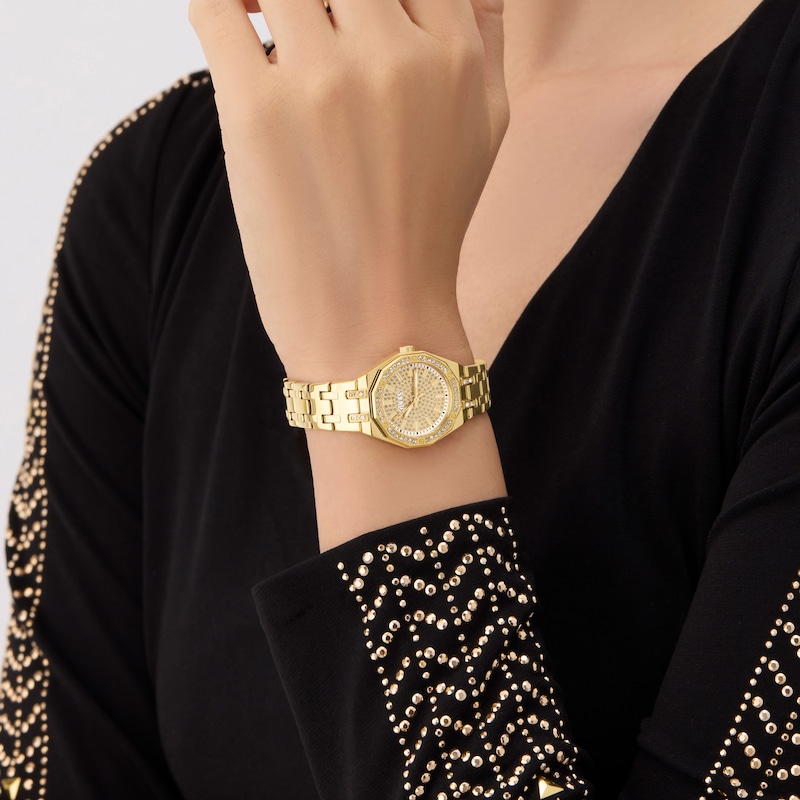 Main Image 2 of Guess Women's Crystal Champagne Glitz Dial Gold Tone Bracelet Watch