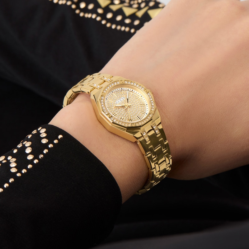 Main Image 3 of Guess Women's Crystal Champagne Glitz Dial Gold Tone Bracelet Watch