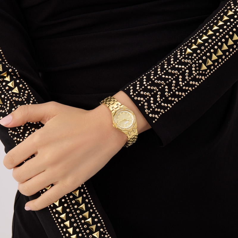 Main Image 4 of Guess Women's Crystal Champagne Glitz Dial Gold Tone Bracelet Watch