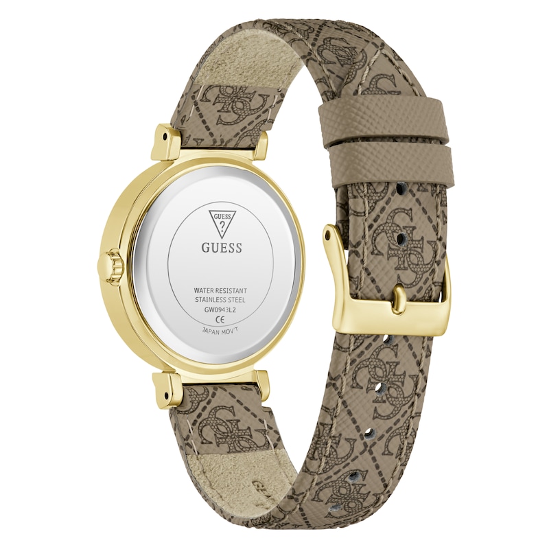 Main Image 6 of Guess Women's Crystal Champagne Glitz Dial Beige Leather Strap Watch