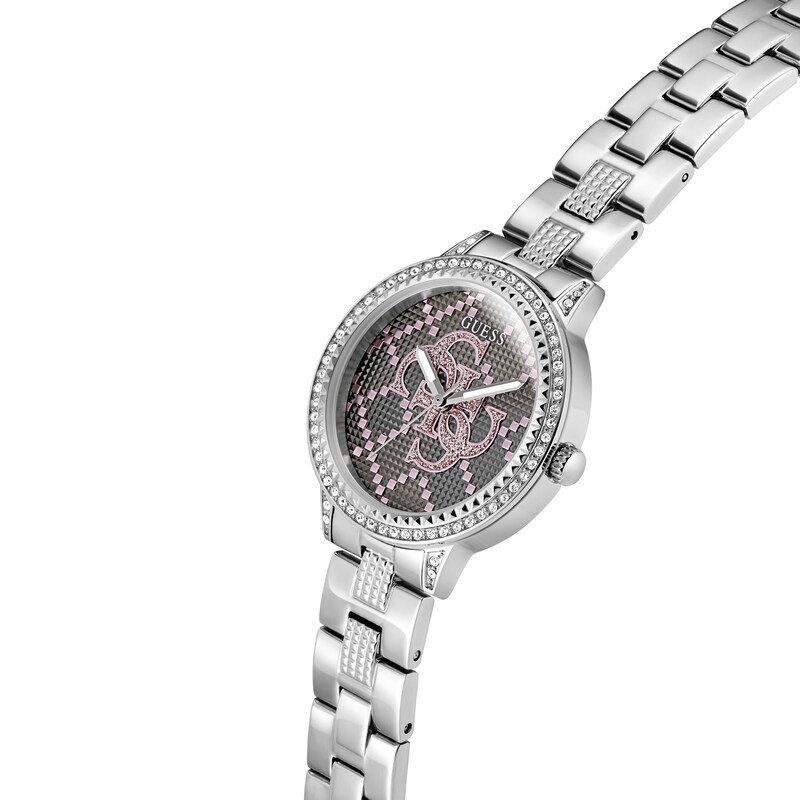 Main Image 7 of Guess Women's Crystal Logo Dial Silver Tone Bracelet Watch