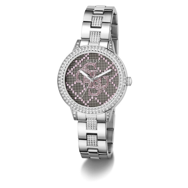 Main Image 8 of Guess Women's Crystal Logo Dial Silver Tone Bracelet Watch