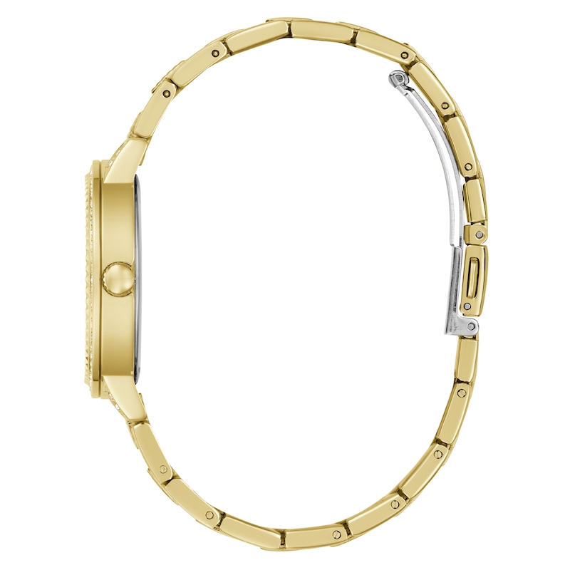 Main Image 5 of Guess Women's Crystal Logo Champagne Glitz Dial Gold Tone Bracelet Watch