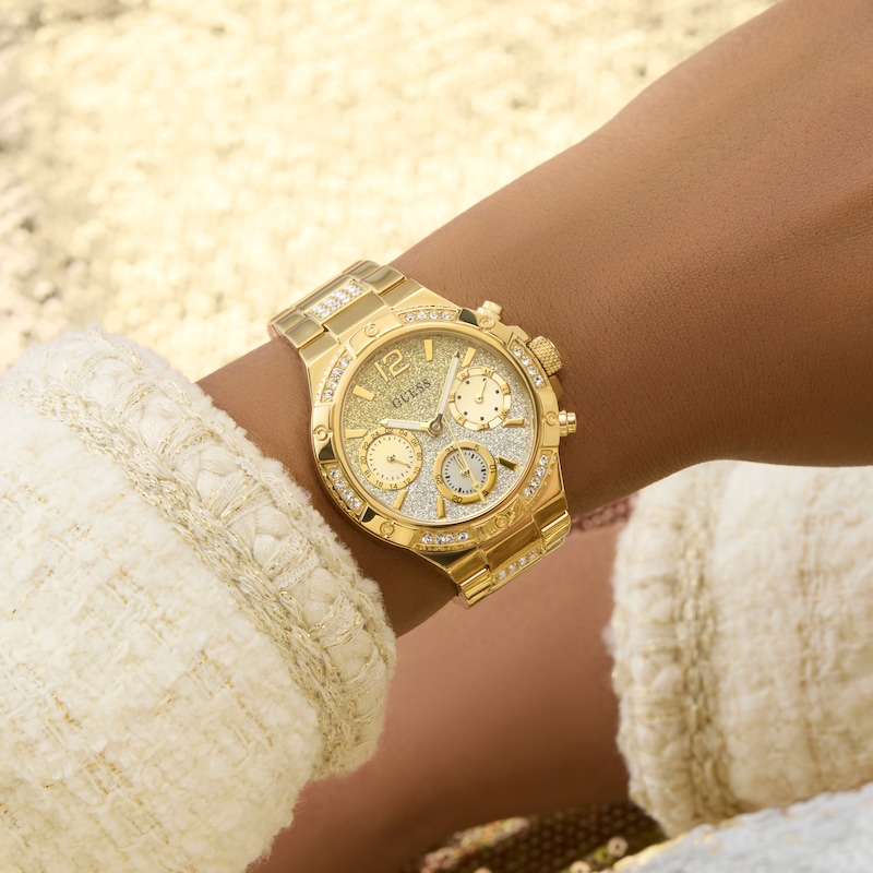 Main Image 3 of Guess Women's Crystal Gold Ombre Glitz Multifunction Dial Gold Tone Bracelet Watch
