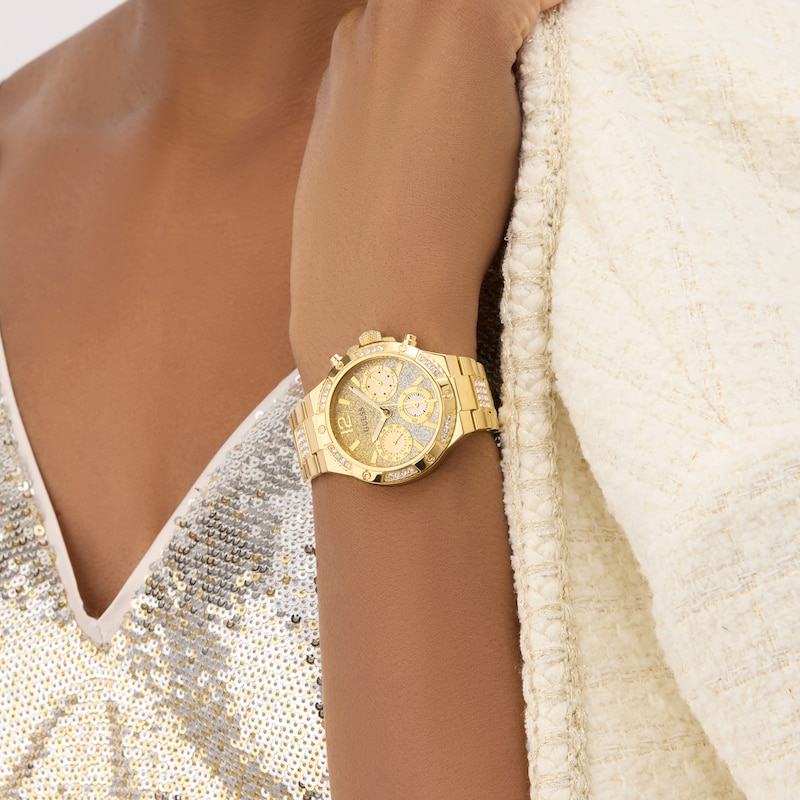 Main Image 4 of Guess Women's Crystal Gold Ombre Glitz Multifunction Dial Gold Tone Bracelet Watch