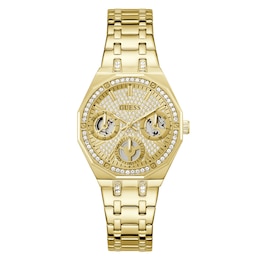 Guess Women's Crystal Champagne Glitz Dial Gold Tone Bracelet Watch