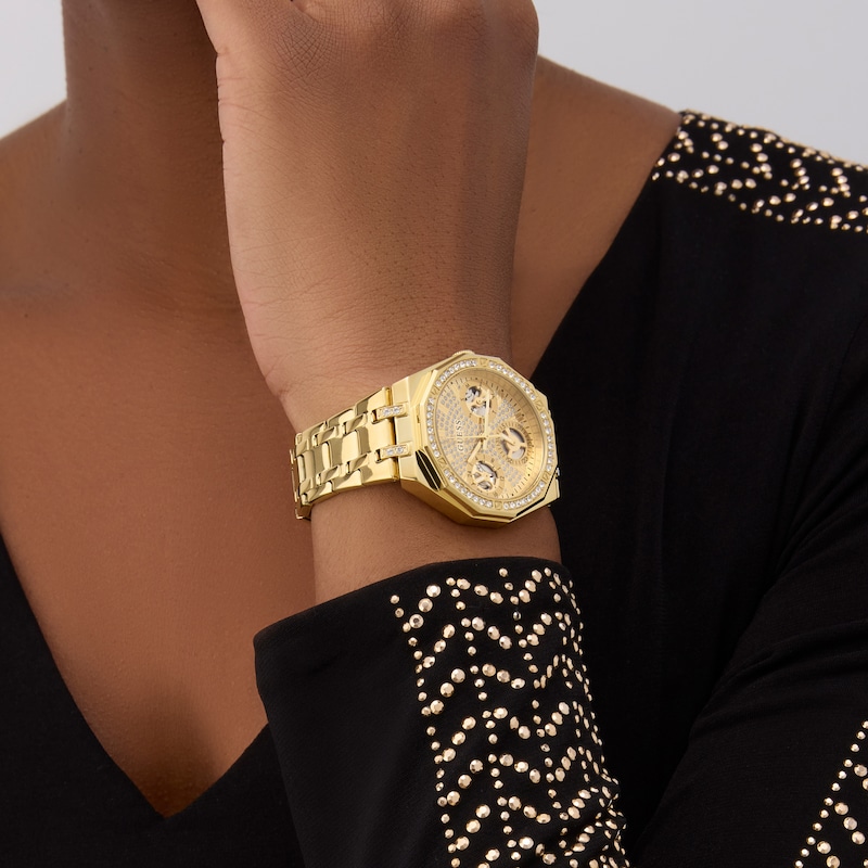 Main Image 2 of Guess Women's Crystal Champagne Glitz Dial Gold Tone Bracelet Watch