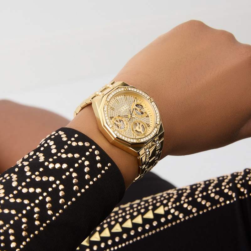 Main Image 3 of Guess Women's Crystal Champagne Glitz Dial Gold Tone Bracelet Watch