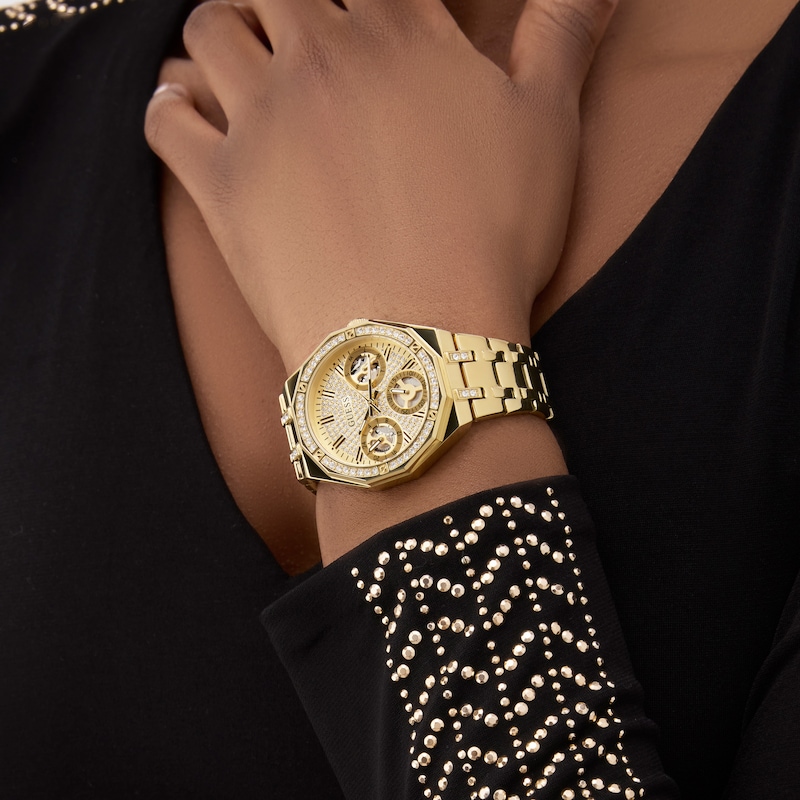 Main Image 4 of Guess Women's Crystal Champagne Glitz Dial Gold Tone Bracelet Watch