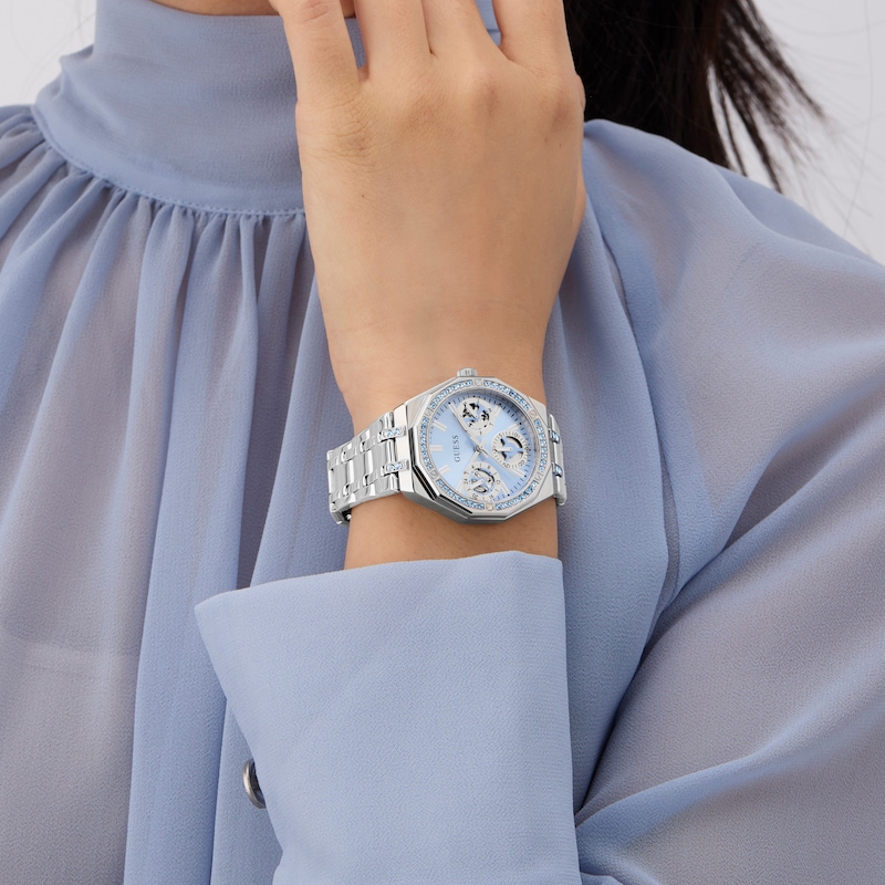 Main Image 4 of Guess Women's Crystal Ice Blue Dial Silver Tone Bracelet Watch