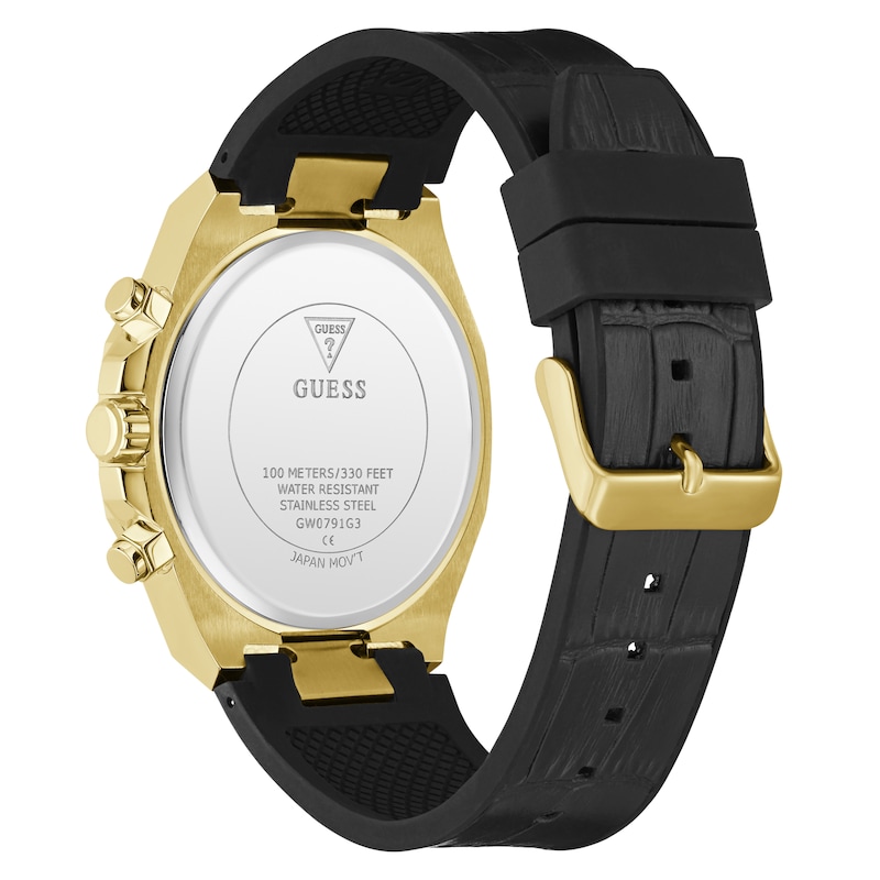 Main Image 6 of Guess Men's Black Dial Gold Tone Case Black Silicone Strap Watch