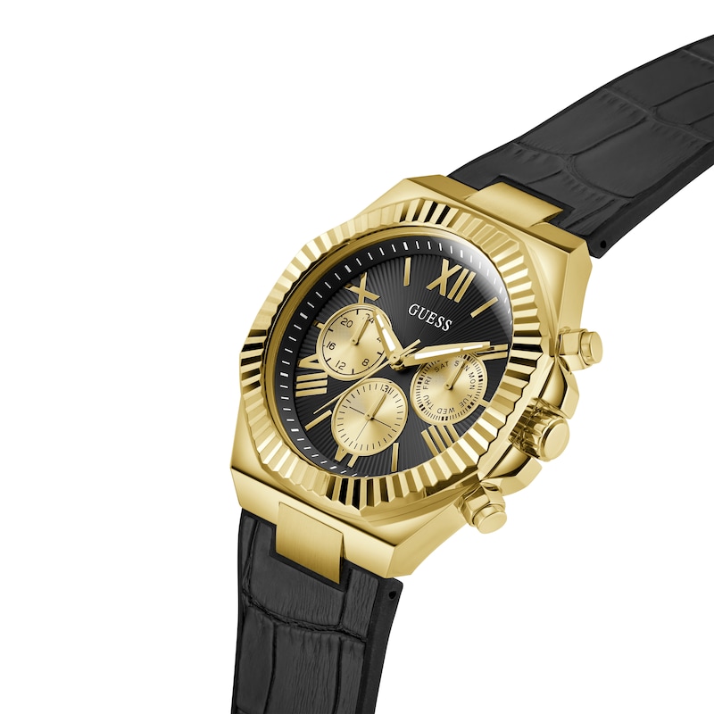 Main Image 7 of Guess Men's Black Dial Gold Tone Case Black Silicone Strap Watch