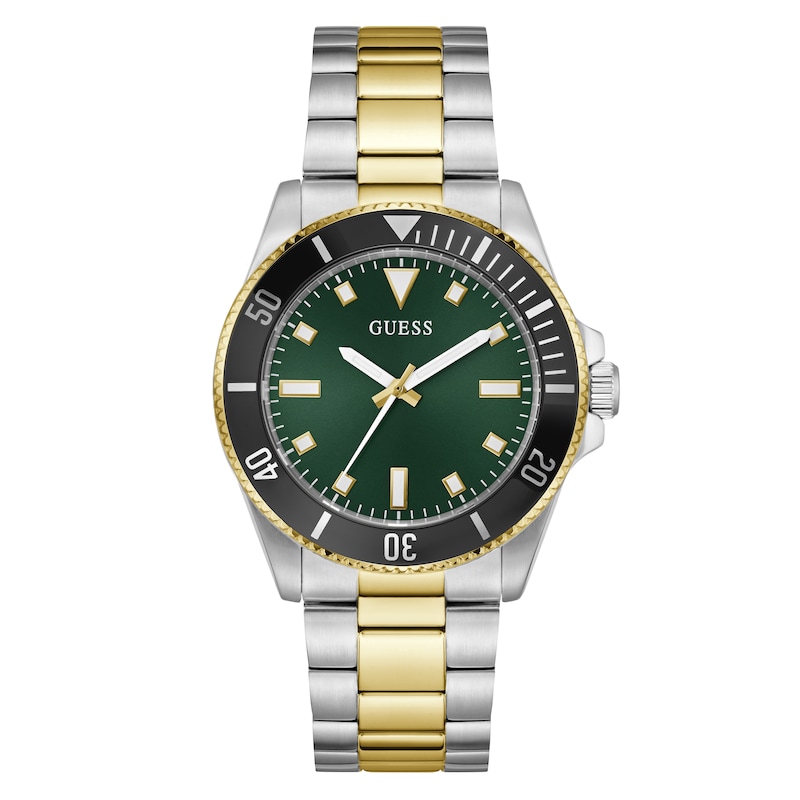 Main Image 1 of Guess Men's Green Dial Two Tone Bracelet Watch