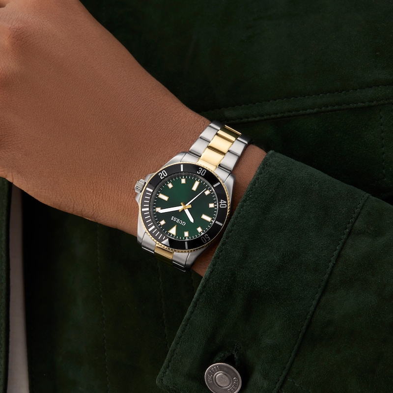 Main Image 2 of Guess Men's Green Dial Two Tone Bracelet Watch
