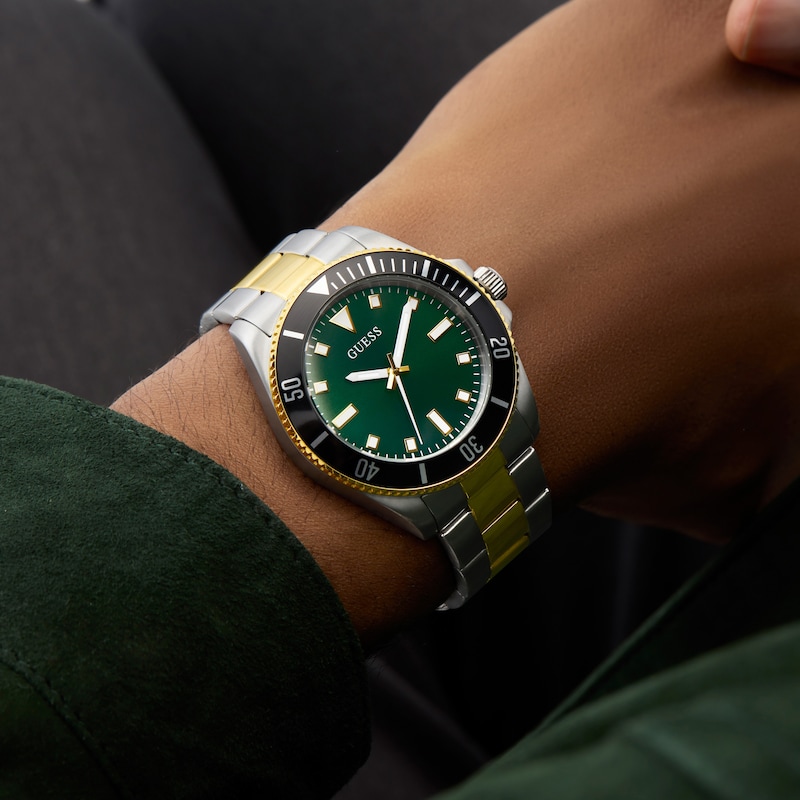 Main Image 3 of Guess Men's Green Dial Two Tone Bracelet Watch
