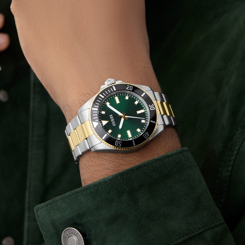 Main Image 4 of Guess Men's Green Dial Two Tone Bracelet Watch