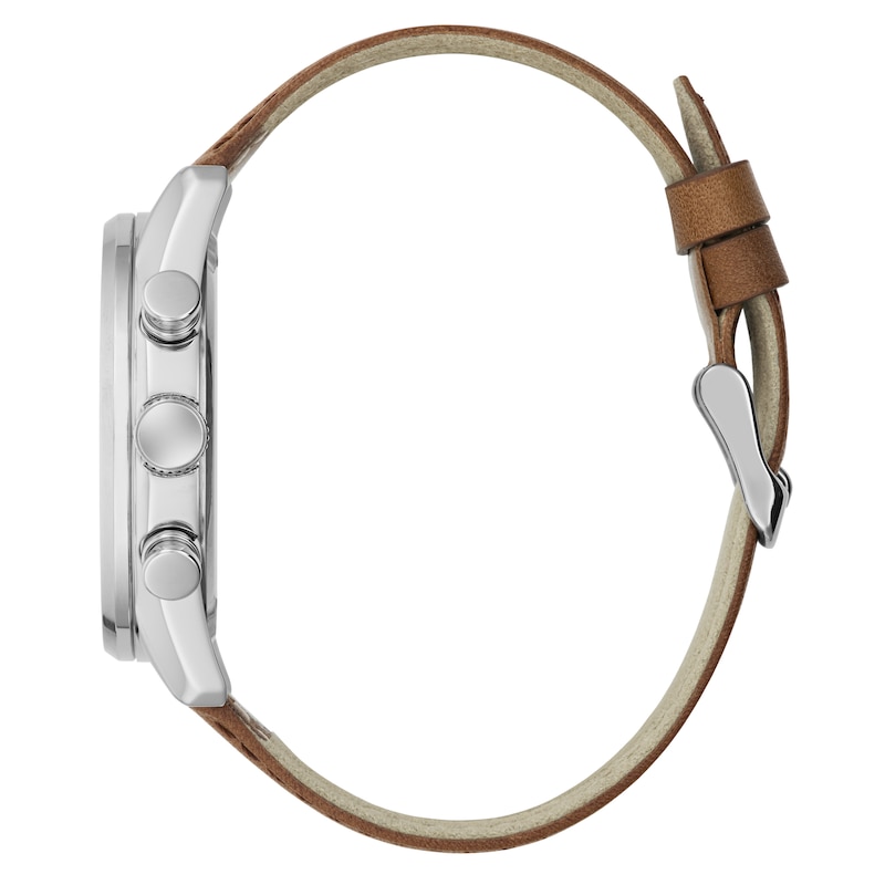 Main Image 5 of Guess Men's Midnight Blue Multifunction Dial Brown Leather Strap Watch