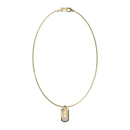 GUESS Racer Tag Men's Gold Tone Pavé Logo 26" Curb Chain Necklace