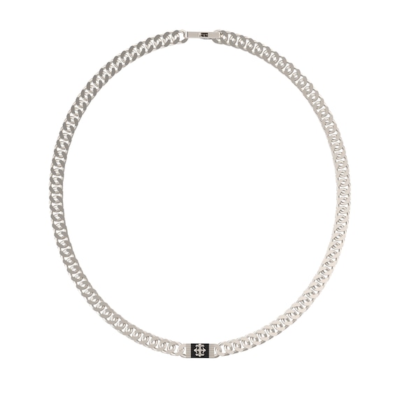 GUESS Rebel Moon Mens Silver Tone 21 Curb Chain Necklace