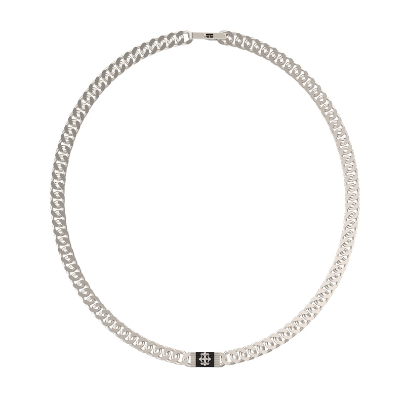 Main Image 1 of GUESS Rebel Moon Men's Silver Tone 21" Curb Chain Necklace