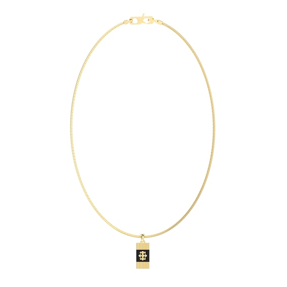 GUESS Rebel Moon Mens Gold Tone Tag 26 Curb Chain Necklace