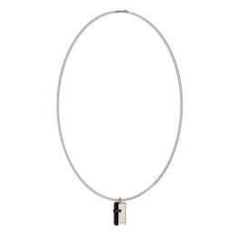 GUESS Noir Men's Silver Tone Eclipse Plate Necklace