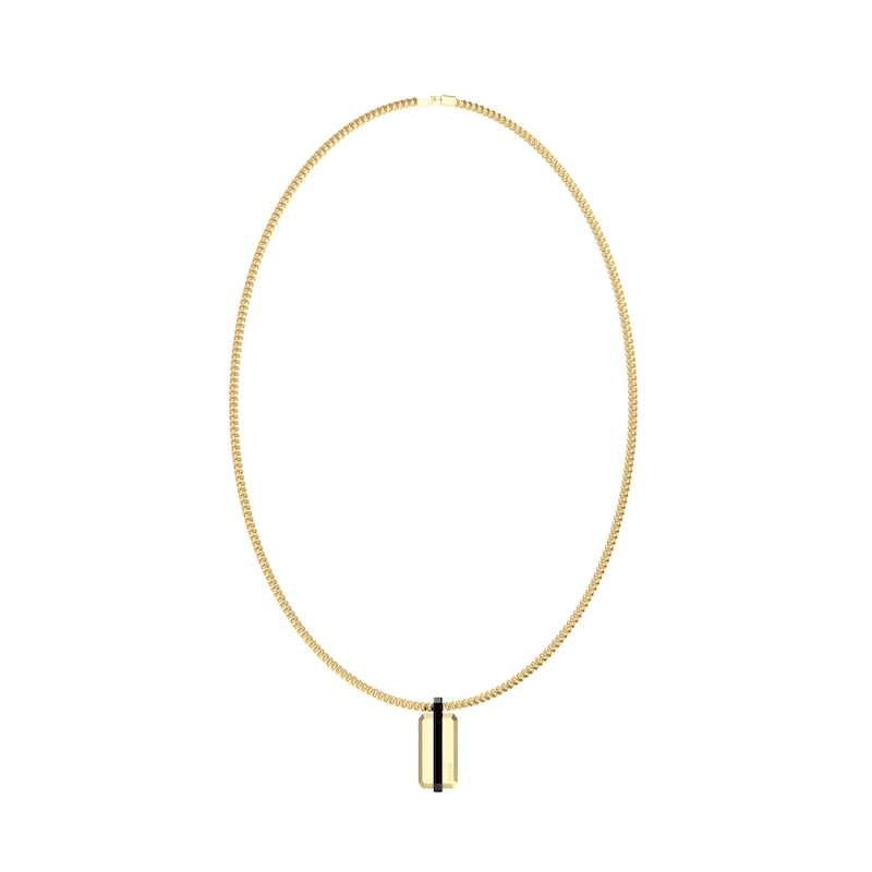 Main Image 1 of GUESS Noir Men's Gold Tone Bicolor Plate Necklace