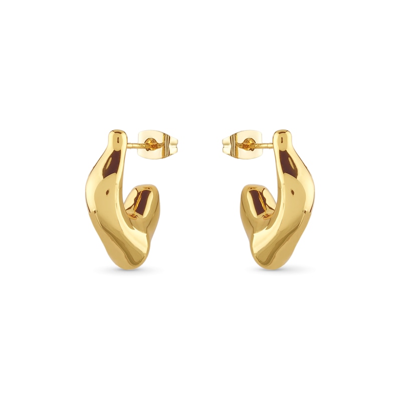Main Image 1 of GUESS Berbera Women's Gold Tone Superlight J Hoop Earrings
