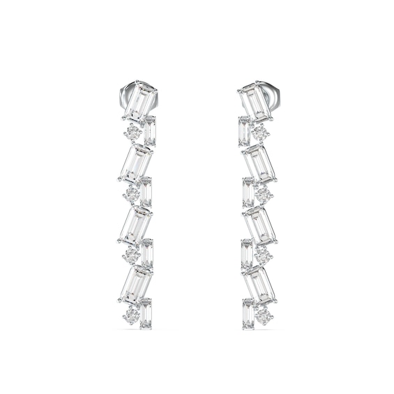 GUESS Chandelier Womens Silver Tone Crystal Drop Earrings