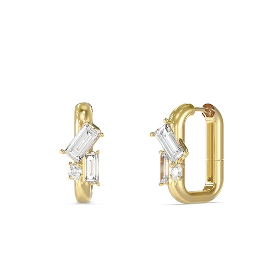 GUESS Chandelier Womens Gold Tone Crystal Huggie Earrings
