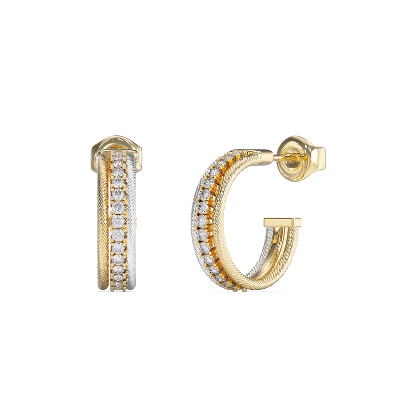 Main Image 1 of GUESS Kalybe Women's Bicolor Crystal Cable Hoop Earrings