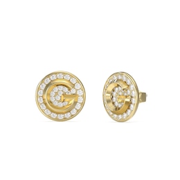 GUESS G Crystal Women's Gold Tone Crystal G Logo Stud Earrings