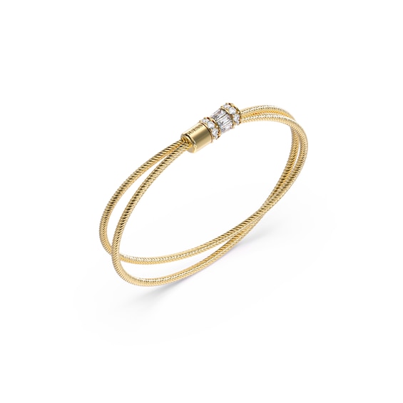 GUESS Kalybe Womens Gold Tone Crystal Double Cable Bracelet