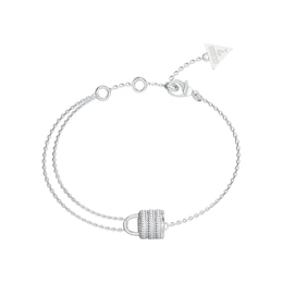 GUESS My Secret Women's Silver Tone Mini Crystal Padlock Bracelet