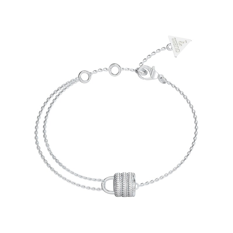 Main Image 1 of GUESS My Secret Women's Silver Tone Mini Crystal Padlock Bracelet