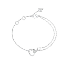 GUESS Iconique Women's Silver Tone Crystal Infinity & Heart Bracelet