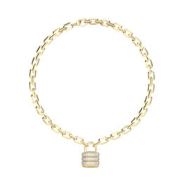 GUESS My Secret Women's Gold Tone Crystal Padlock Necklace
