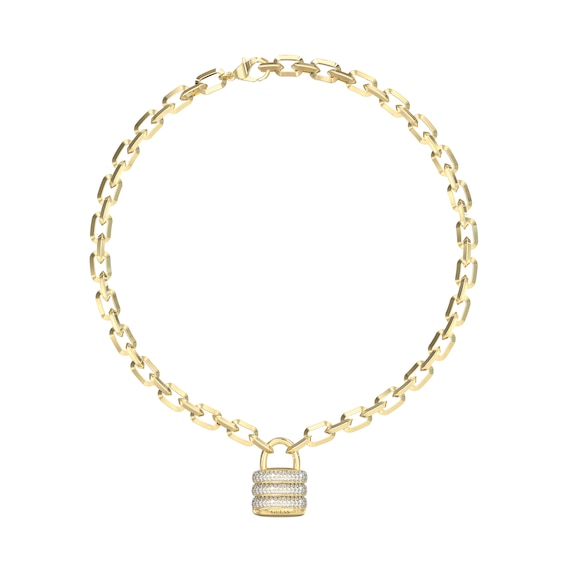 GUESS My Secret Womens Gold Tone Crystal Padlock Necklace