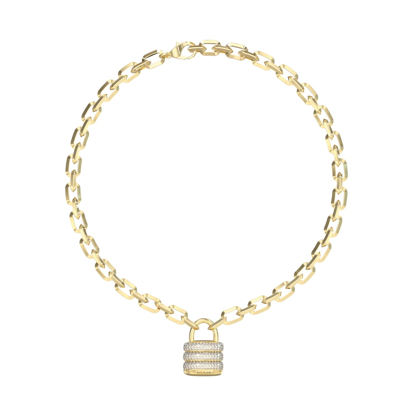 Main Image 1 of GUESS My Secret Women's Gold Tone Crystal Padlock Necklace
