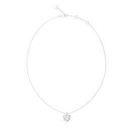 GUESS L.O.V.E. Women's Silver Tone Crystal Heart Necklace