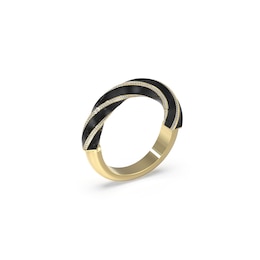 GUESS Le Mirage Women's Gold Tone Crystal Enamel Twisted Ring