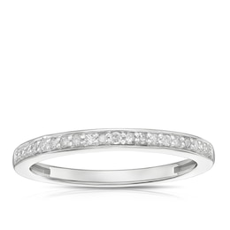 Perfect Fit Sterling Silver with Platinum Plating Eternity 0.14ct Diamond Ring