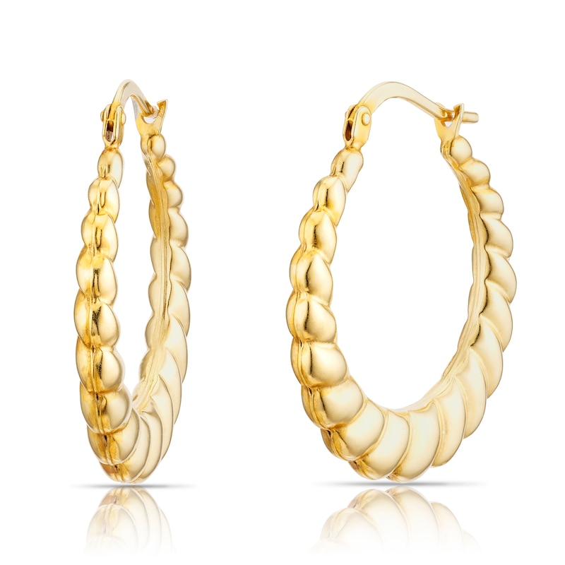 Main Image 1 of Sterling Silver 18ct Yellow Gold Plated Twisted Hoop Earrings
