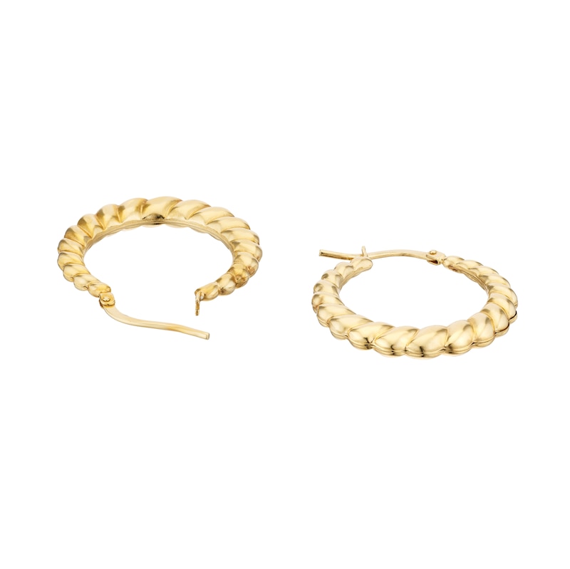 Main Image 2 of Sterling Silver 18ct Yellow Gold Plated Twisted Hoop Earrings